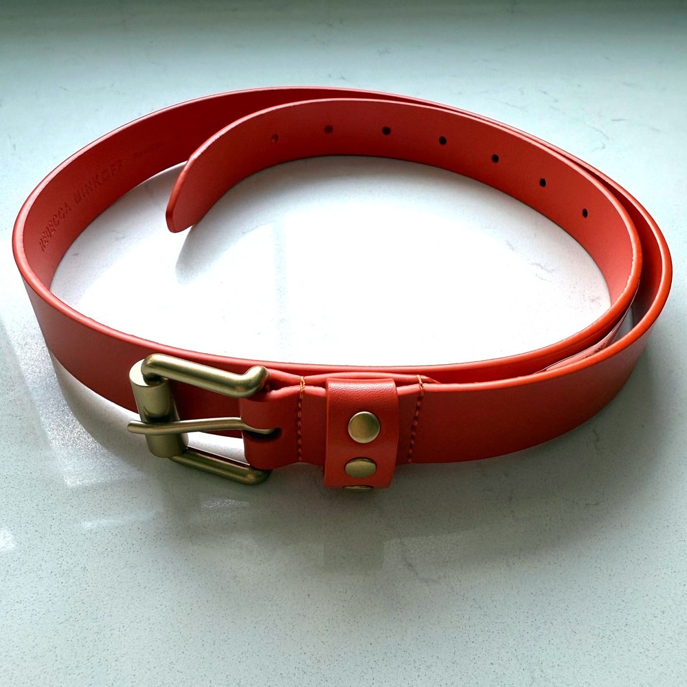 Rebecca Minkoff Genuine‎ Leather Belt - Size M - Coral/Antique Brass - NWT - Picture 2 of 8